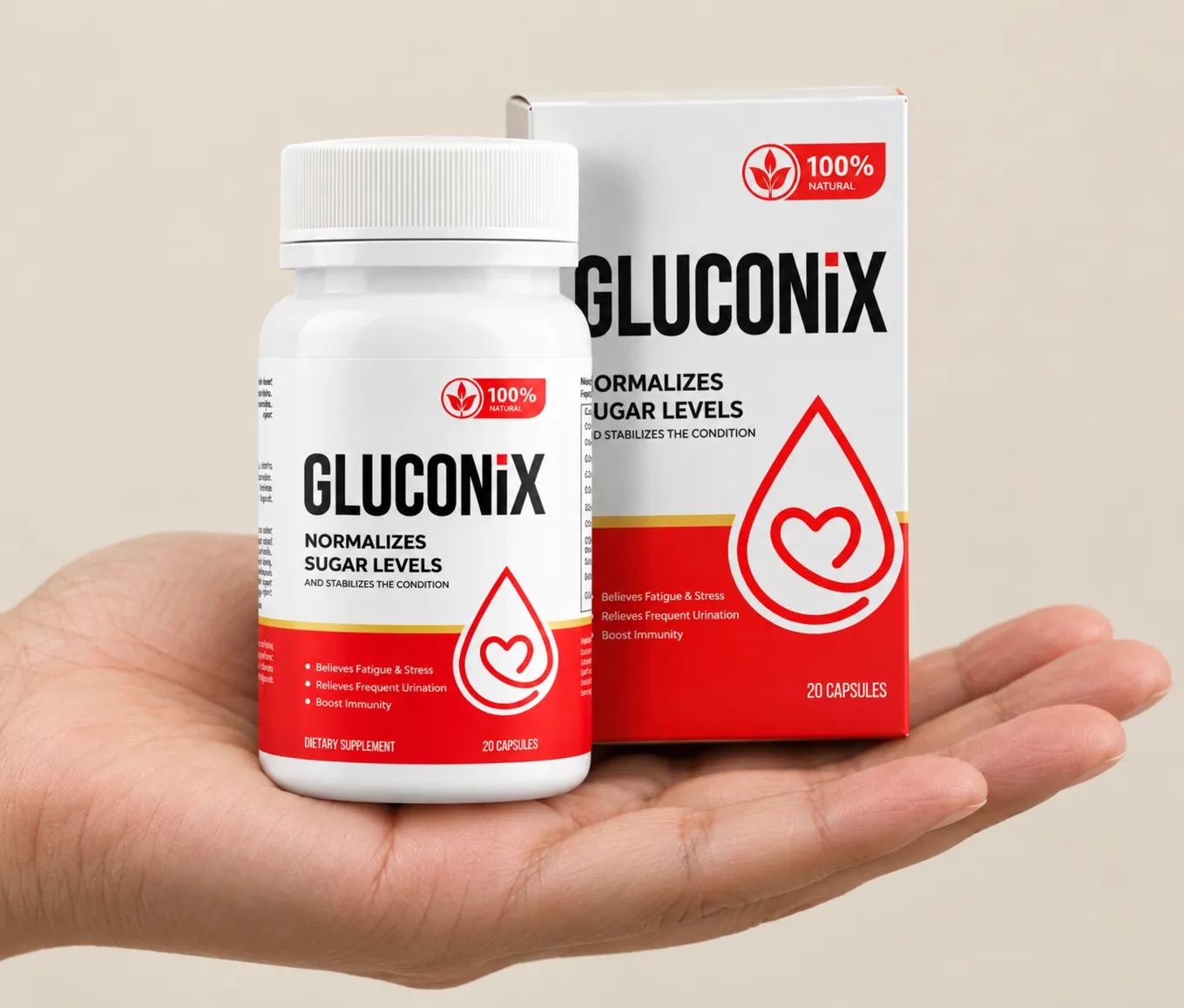 Gluconix — Verpackung in der Hand
