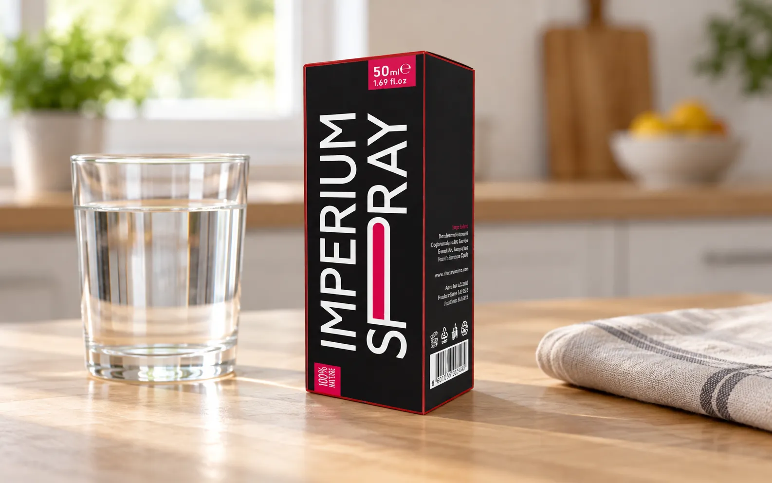 Imperium Spray — Verpackung im Alltag