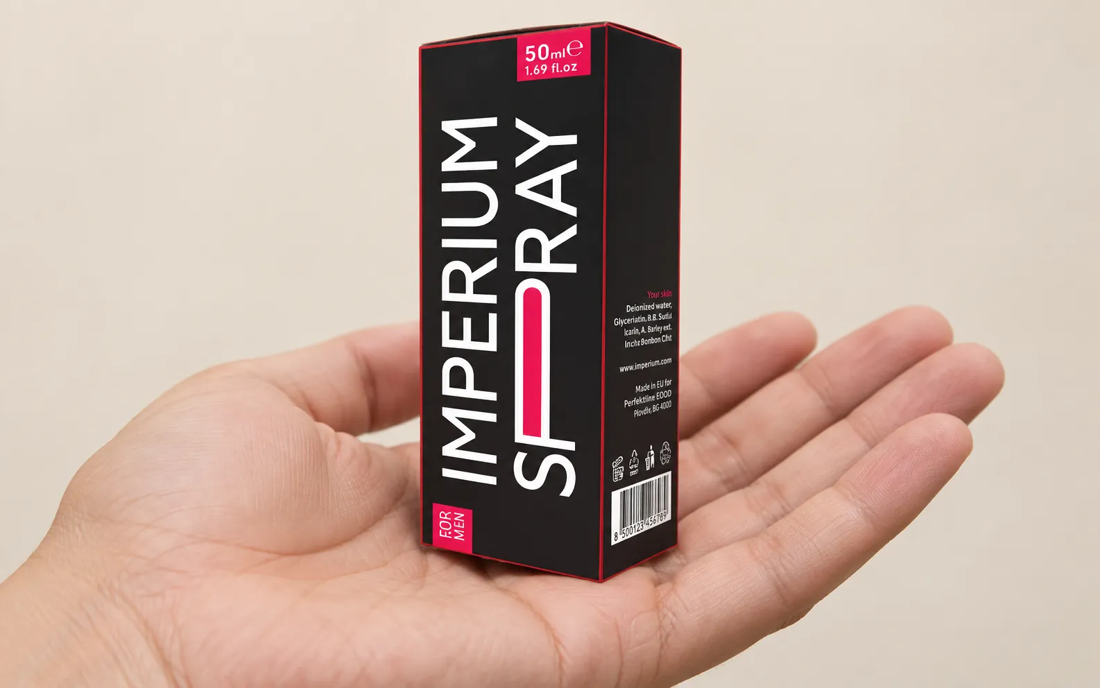 Imperium Spray — Verpackung in der Hand