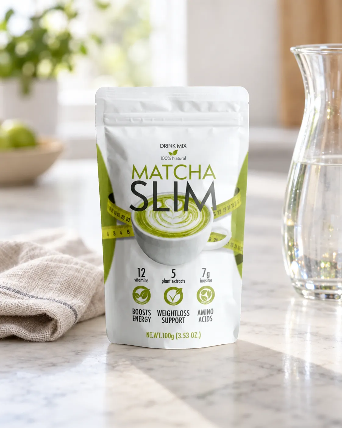 Matcha Slim — Verpackung im Alltag