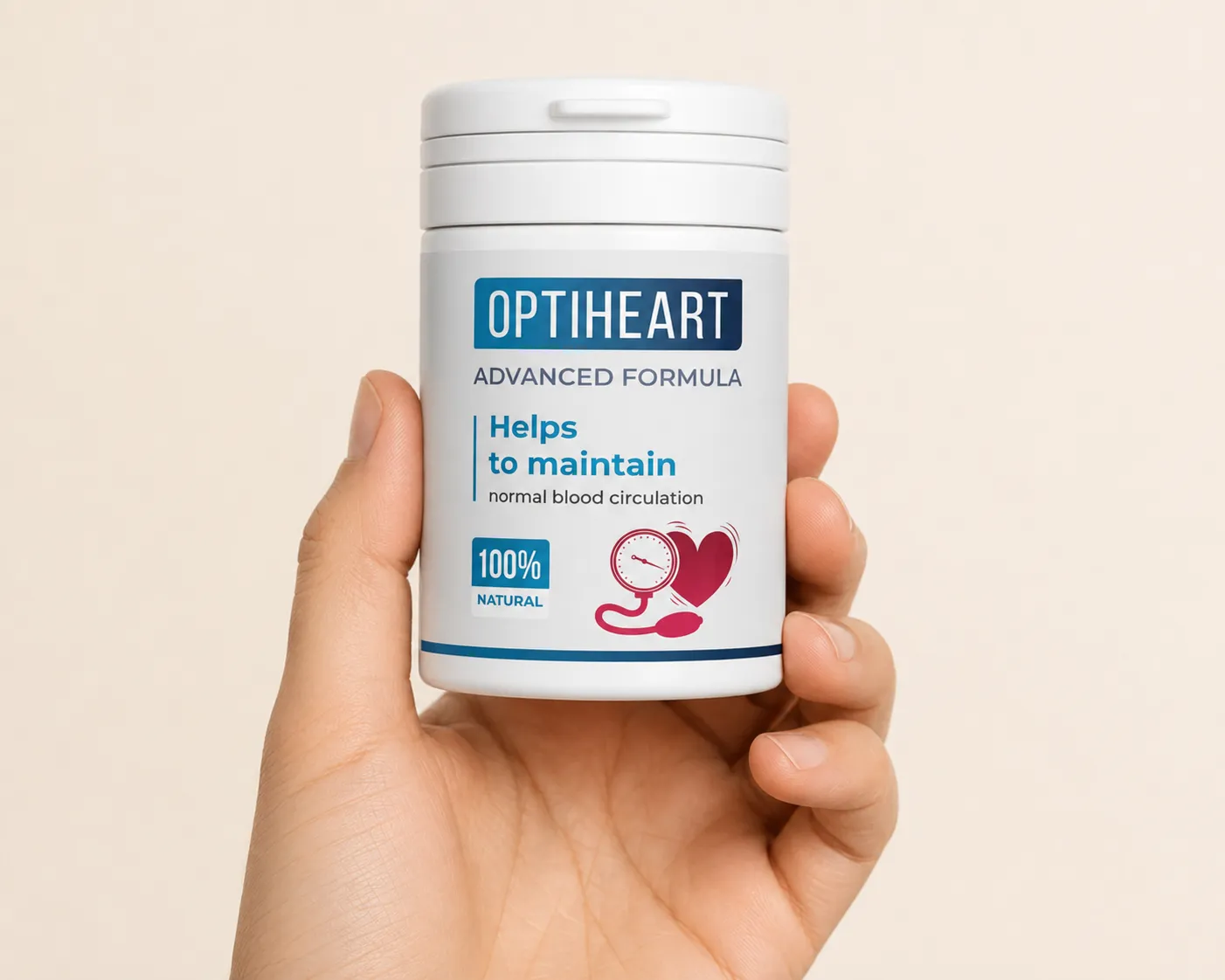 Optiheart — Verpackung in der Hand