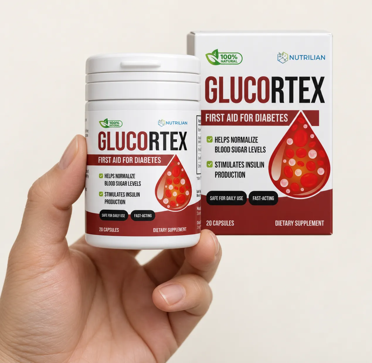Glucortex — Verpackung in der Hand