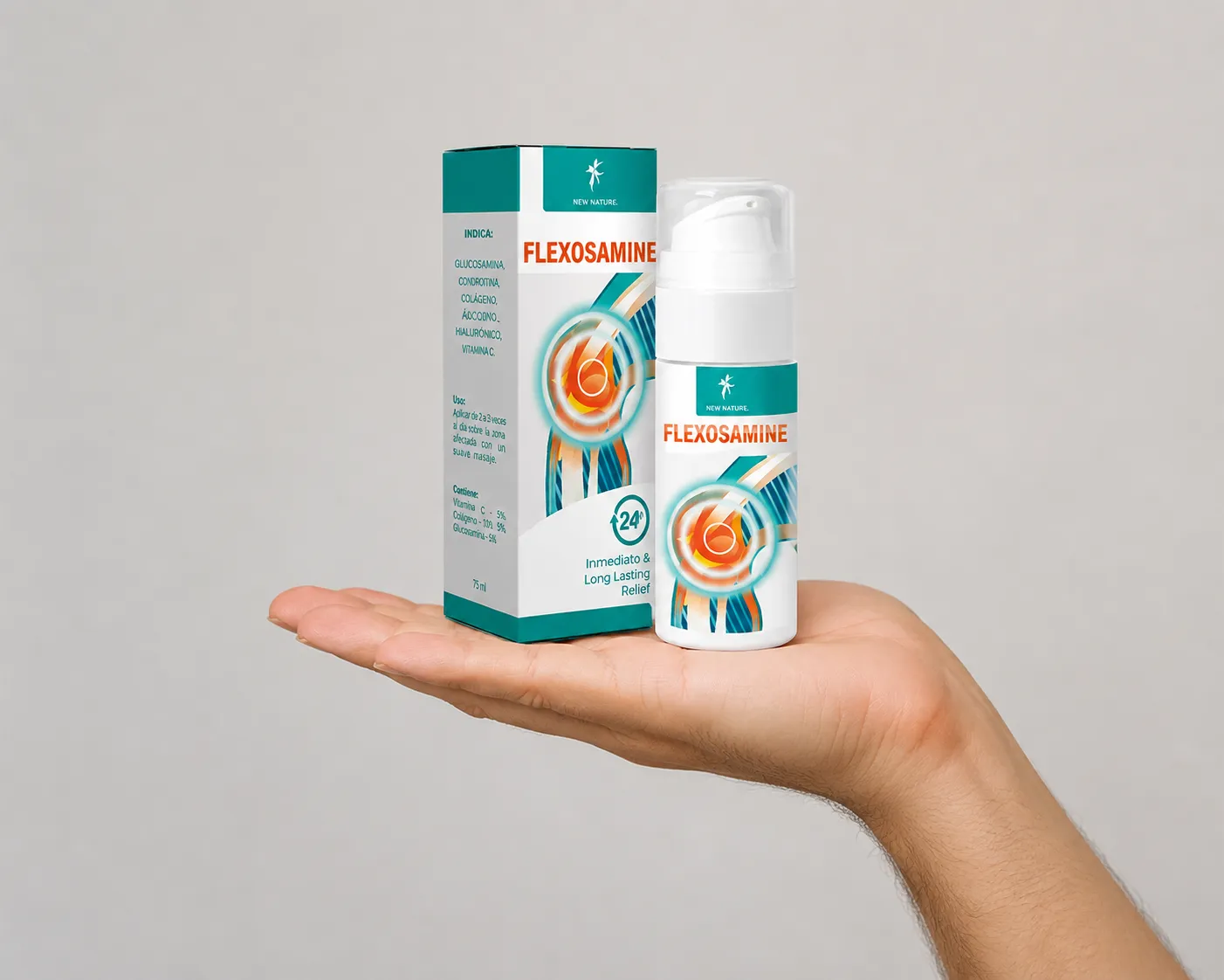Flexosamine Gel Google — Verpackung in der Hand