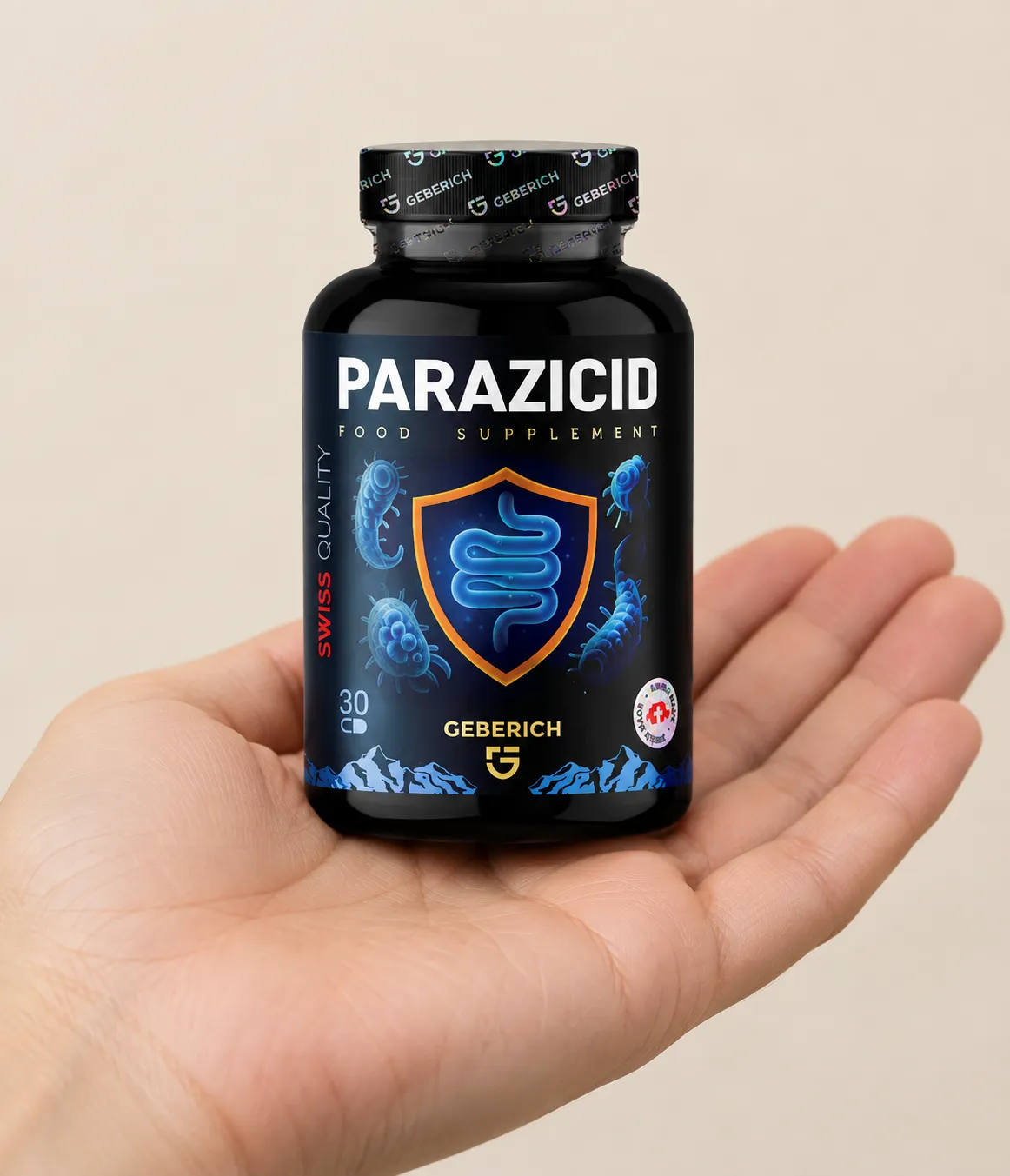 Parazicid — Verpackung in der Hand