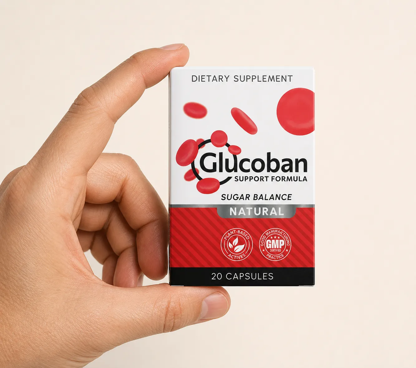 Glucoban — Verpackung in der Hand