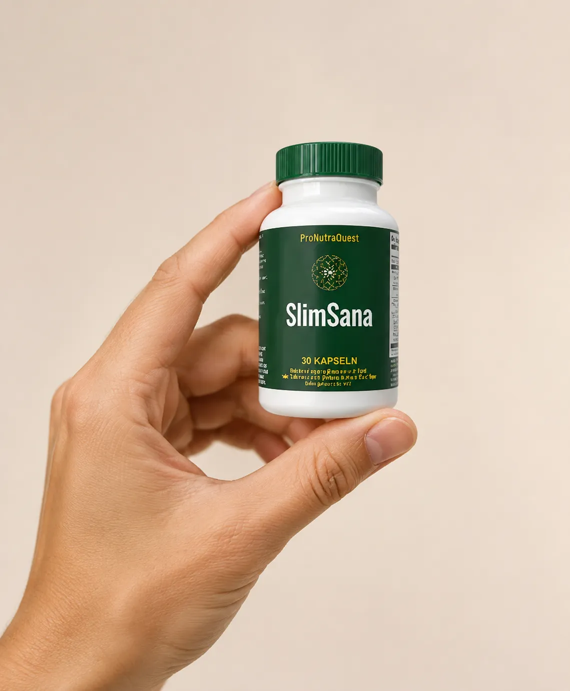 SlimSana — Verpackung in der Hand