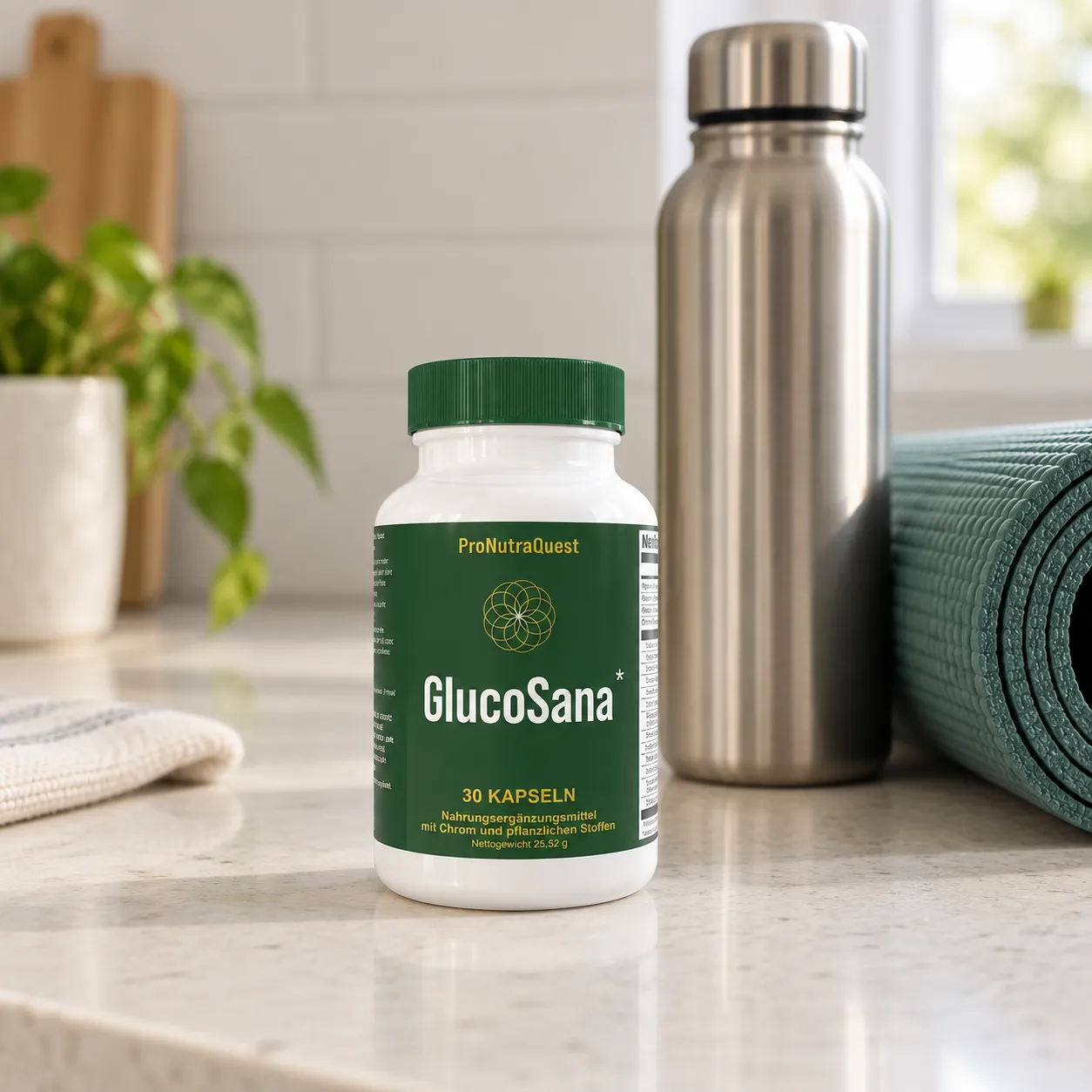 GlucoSana — Verpackung im Alltag
