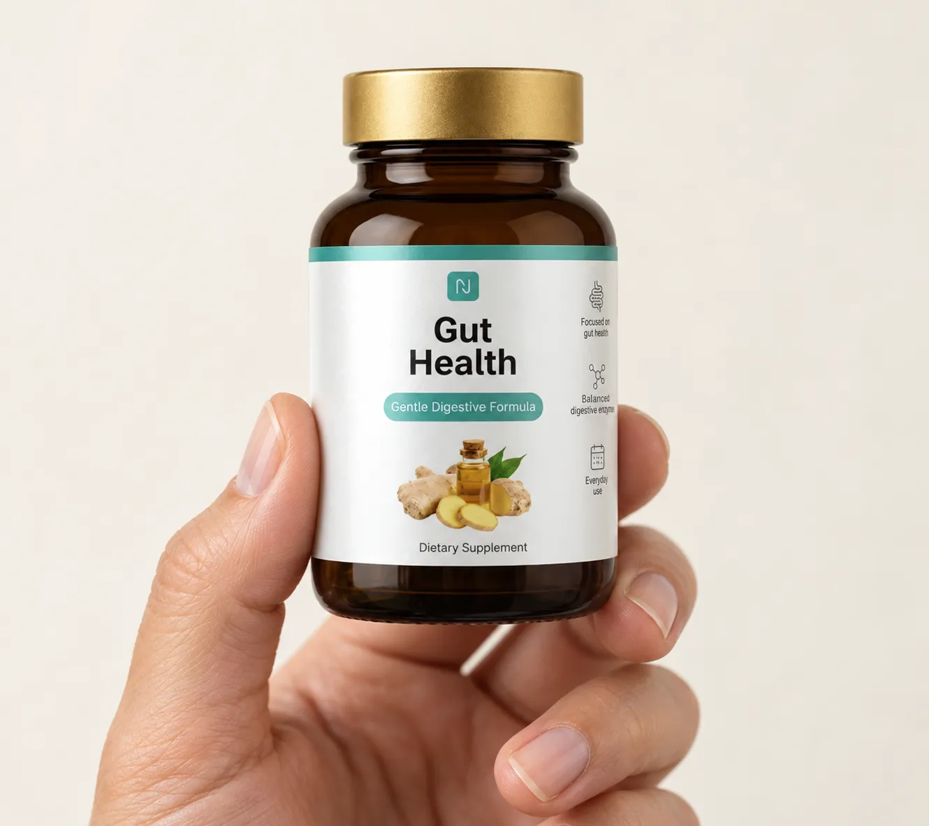 Gut health — Verpackung in der Hand