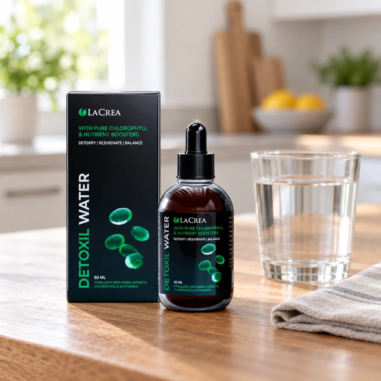 Detoxil water — Verpackung im Alltag