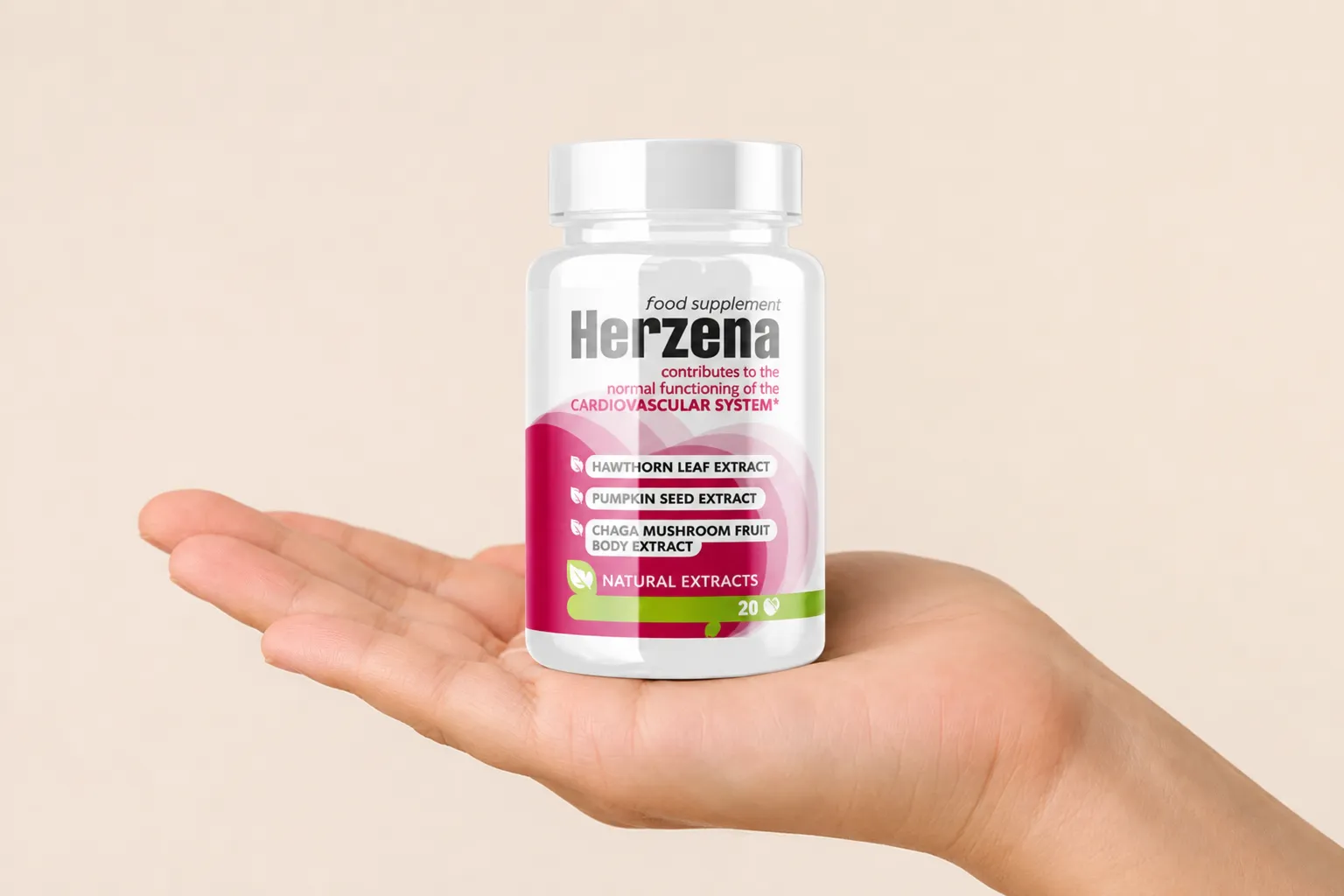 Herzena — Verpackung in der Hand