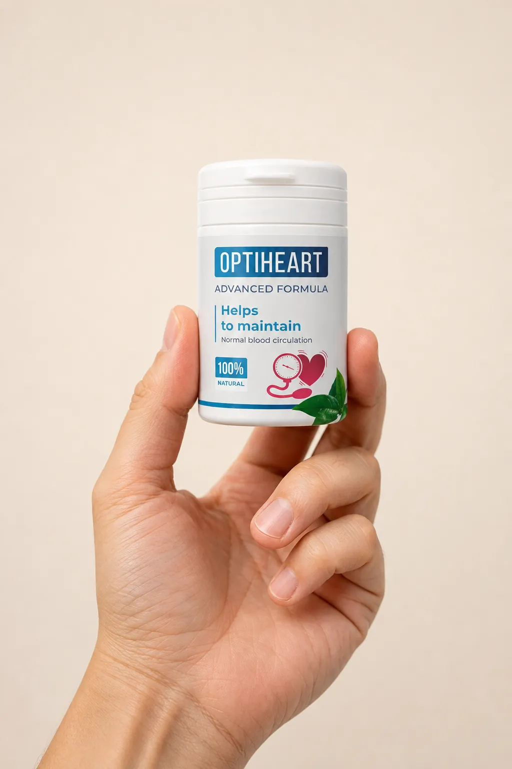 Optiheart — Verpackung in der Hand