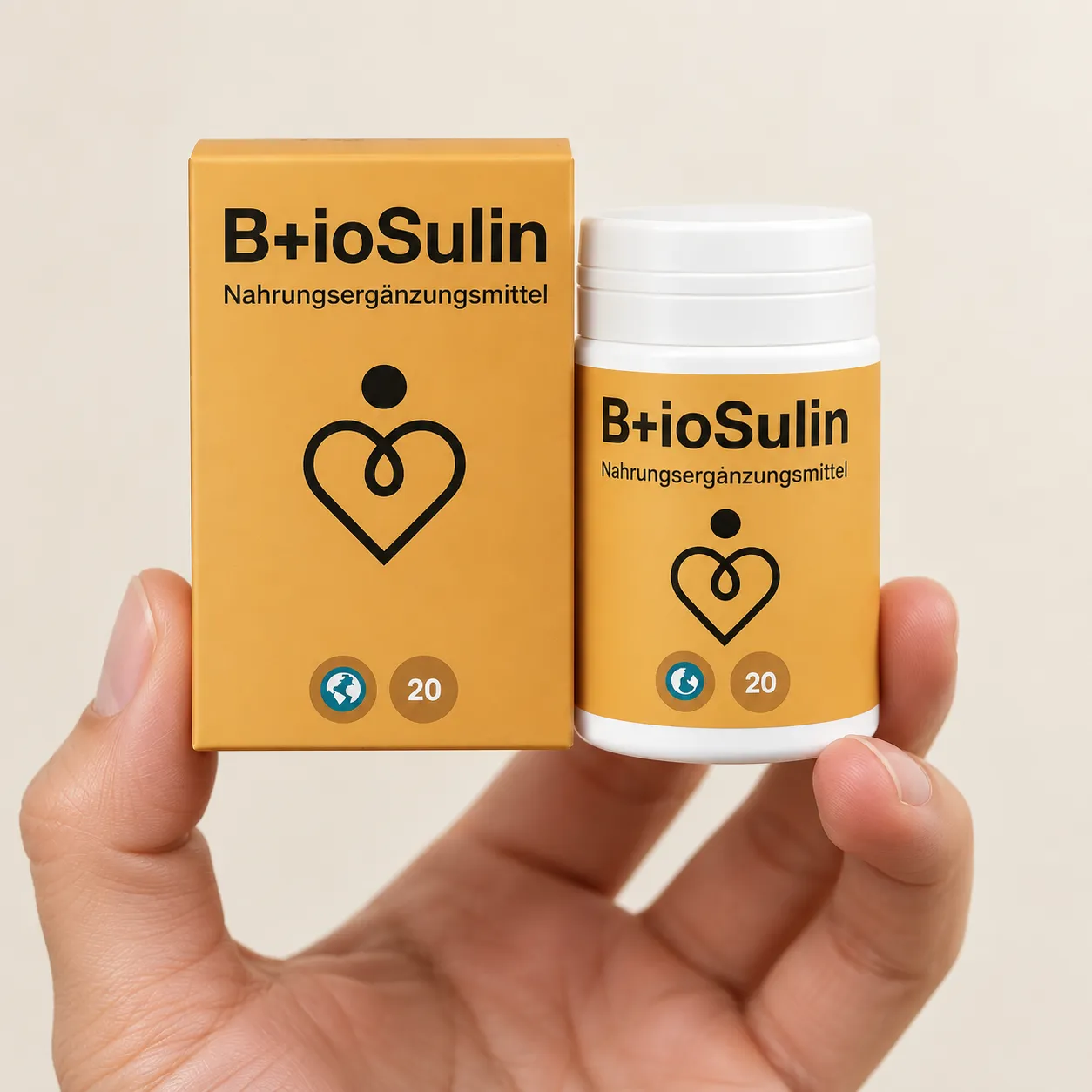 Bio+Sulin — Verpackung in der Hand